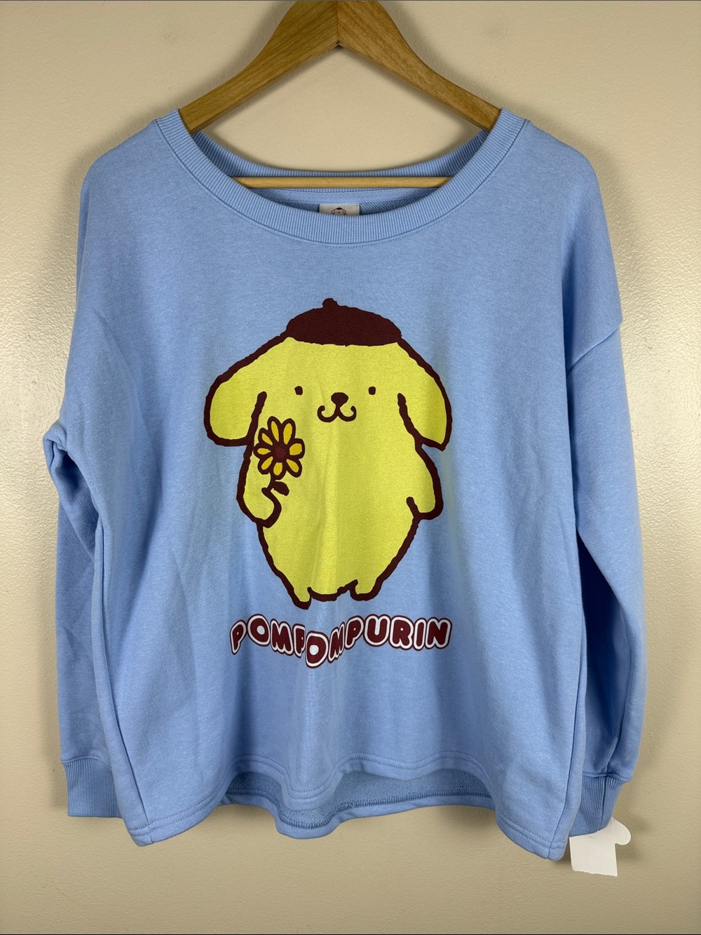 Sanrio Pompompurin Blue Sweatshirt with Yellow Graphic. NEW XL